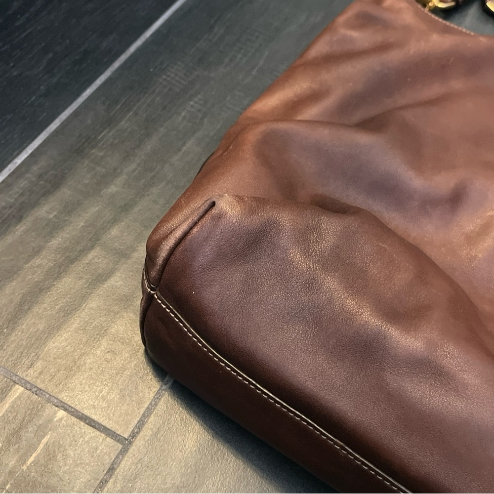 Prada Womens Leather Gold Tone Hardware Top Handle Tote Bag Brown - Picture 6 of 16